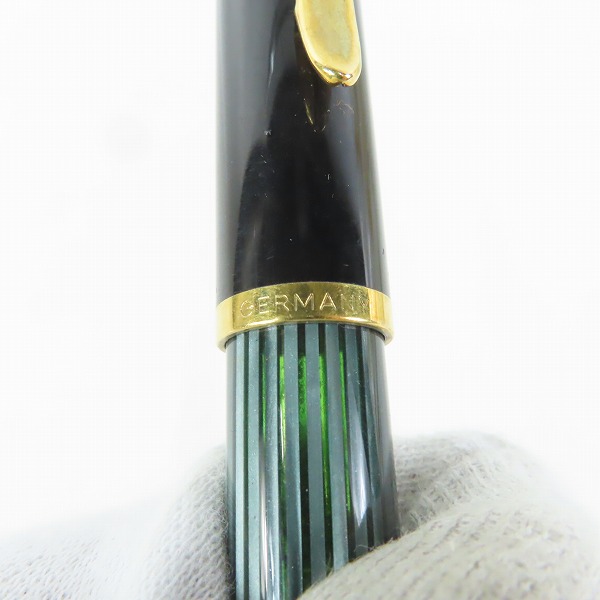 実際に弊社で買取させて頂いたPELIKAN/ペリカン スーべレーン グリーンストライプ キャップ式万年筆 ペン先14C-585 EFの画像 3枚目