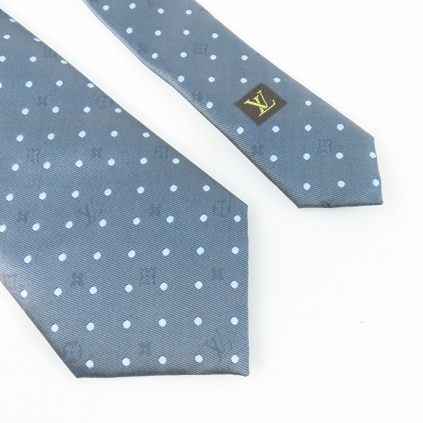 実際に弊社で買取させて頂いたLOUIS VUITTON/ルイ・ヴィトン ネクタイ グレー ドット柄 モノグラムの画像 2枚目