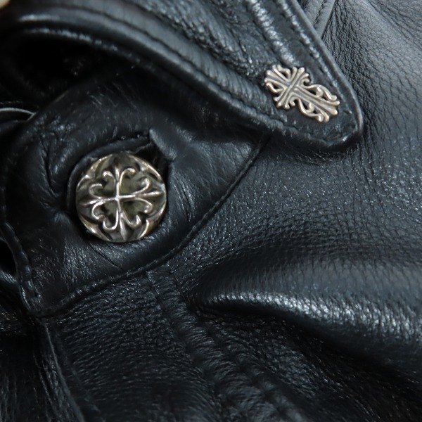 実際に弊社で買取させて頂いた【カスタム】A＆G/エーアンドジー クロスパッチ シルバークロス レザージャケット/Mの画像 4枚目