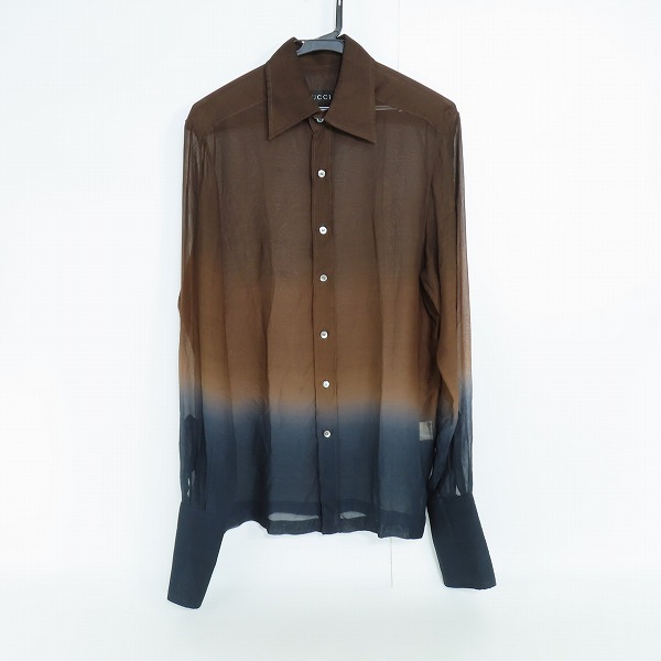 実際に弊社で買取させて頂いた【JPタグ】GUCCI/グッチ シルク グラデーション 長袖 ボタンシャツ/39