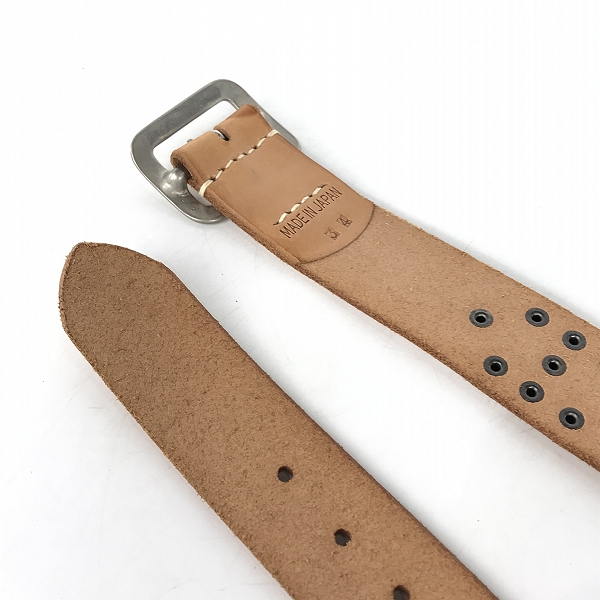 実際に弊社で買取させて頂いたSUGAR CANE/シュガーケーン スタッズ レザーベルト キャメル系/34の画像 2枚目