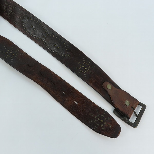 実際に弊社で買取させて頂いたHollywood Trading Company /HTC/エイチティーシー ソリッド ブラス バックル スタッズ/ストーン レザーベルトの画像 4枚目