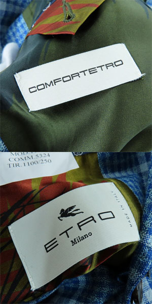 実際に弊社で買取させて頂いた【未使用】ETRO/エトロ チェック総柄 ブルー 1187Q-1100/56の画像 2枚目