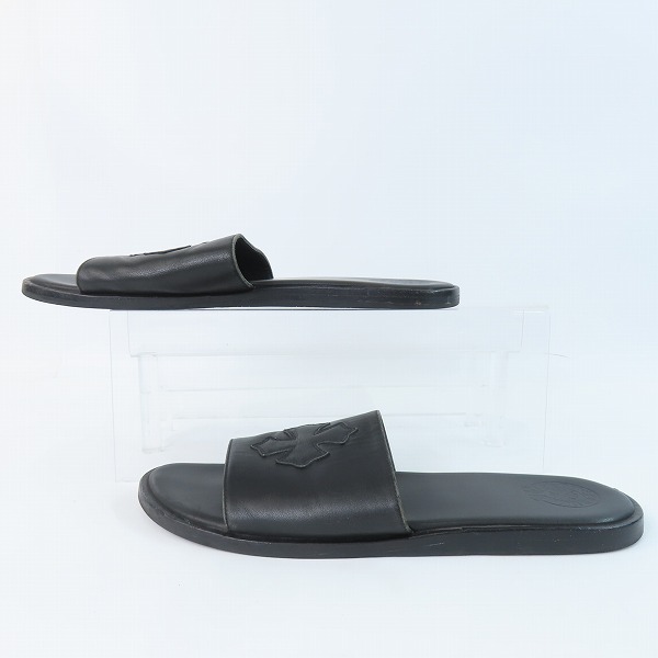 実際に弊社で買取させて頂いたCHROME HEARTS/クロムハーツ CHプラス クロス レザーサンダル /44の画像 3枚目