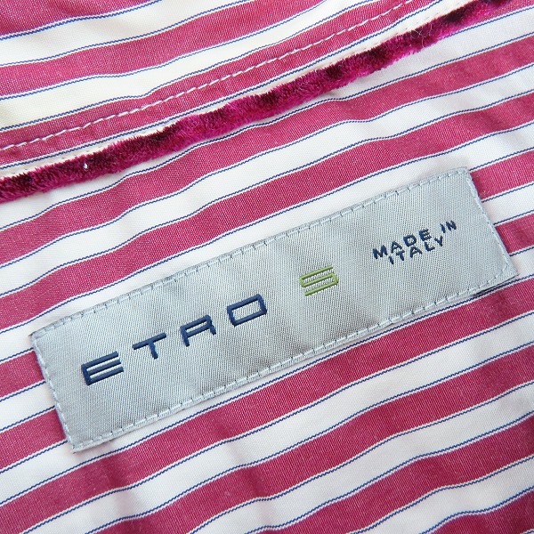 実際に弊社で買取させて頂いた【JPタグ】ETRO/エトロ マルチストライプ柄 パッチワーク 長袖シャツ Sの画像 2枚目