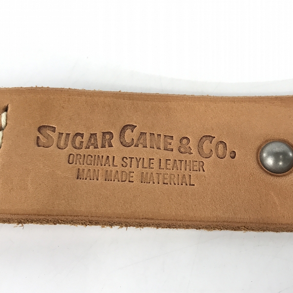 実際に弊社で買取させて頂いたSUGAR CANE/シュガーケーン スタッズ レザーベルト キャメル系/34の画像 3枚目
