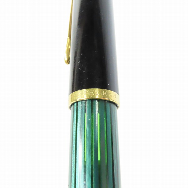 実際に弊社で買取させて頂いたPELIKAN/ペリカン SOUVERAN/スーベレーン 万年筆 ペン先14C-585 F グリーンストライプの画像 2枚目