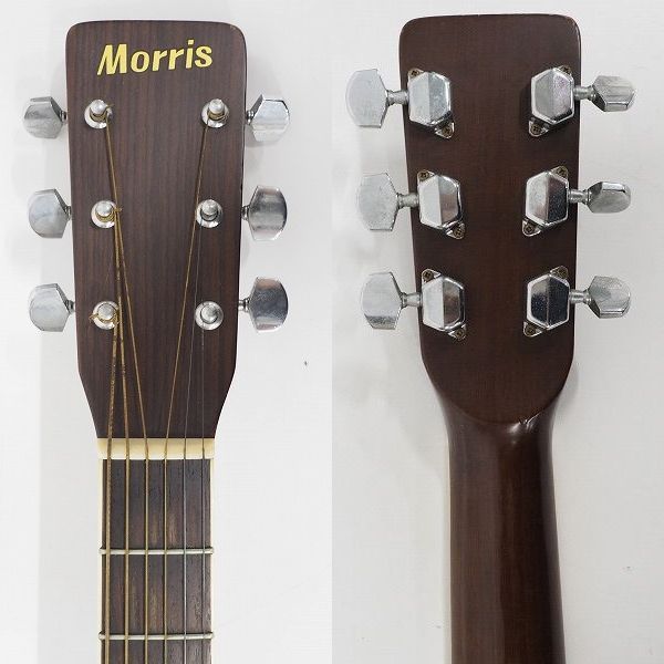 実際に弊社で買取させて頂いた★【使用感有り】Ｍorris/モーリス MD-505 アコースティックギター/アコギ 幌馬車ラベル 日本製 ハードケース付の画像 2枚目