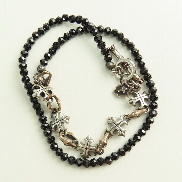 実際に弊社で買取させて頂いたLord Camelot/ロードキャメロット ロイヤルシルバー ブラックスピネル クロス 2連 ブレスレットの画像 1枚目