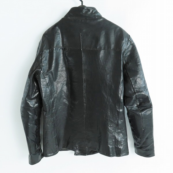 実際に弊社で買取させて頂いたincarnation/インカーネーション OVERLOCKED BIAS ZIP RIB BLOUSON カーフレザーライダースジャケット Sの画像 1枚目