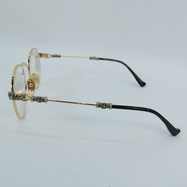 実際に弊社で買取させて頂いたCHROME HEARTS/クロムハーツ BUBBA-A メガネフレーム アイウェア ゴールドの画像 1枚目