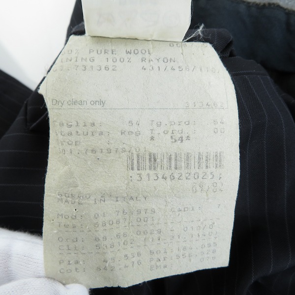 実際に弊社で買取させて頂いた【JPタグ】GIORGIO ARMANI/ジョルジオアルマーニ セットアップ スーツ ストライプ ジャケット/パンツ/54の画像 4枚目