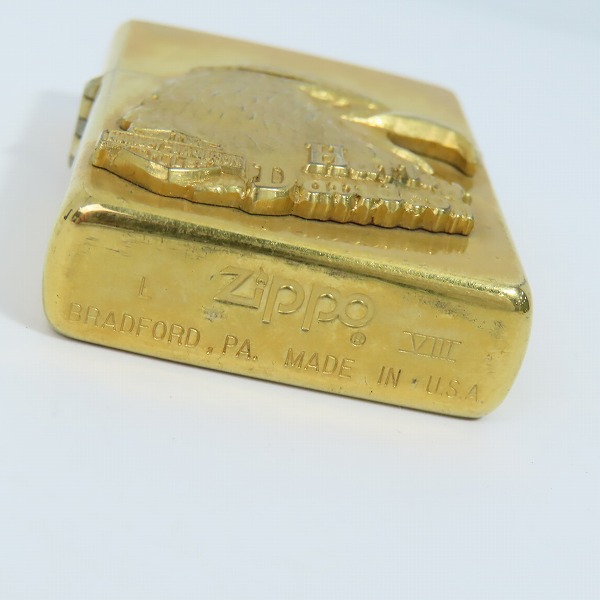 実際に弊社で買取させて頂いたZIPPO/ジッポー HARLEY-DAVIDSON/ハーレーダビッドソン イーグルメタル貼り ゴールド 1992年製の画像 4枚目