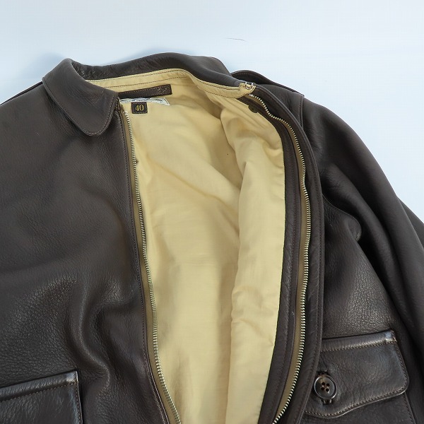 実際に弊社で買取させて頂いたTHE REAL McCOY'S/ザリアルマッコイズ ディアスキン/鹿革 A-2フライトジャケット 40の画像 4枚目