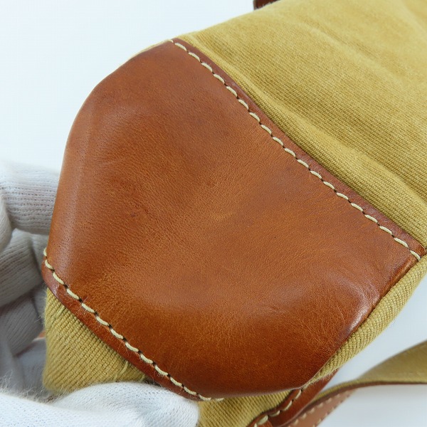 実際に弊社で買取させて頂いたgenten/ゲンテン レザー 切り返し キャンバスハンドバッグの画像 8枚目