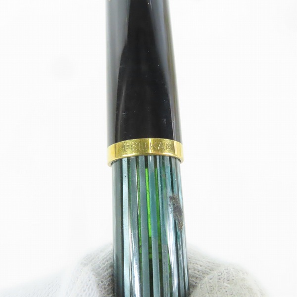 実際に弊社で買取させて頂いたPELIKAN/ペリカン スーべレーン グリーンストライプ キャップ式万年筆 ペン先14C-585 EFの画像 2枚目