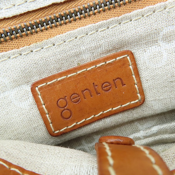 実際に弊社で買取させて頂いたgenten/ゲンテン レザー 切り返し キャンバスハンドバッグの画像 5枚目