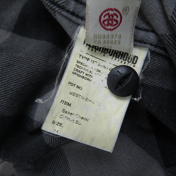 実際に弊社で買取させて頂いたSTUSSY×NEIGHBORHOOD/ステューシー×ネイバーフッド Saber.Check/C-Shirt.SS チェック柄 半袖シャツ/BESTN-SH-M02/Mの画像 5枚目
