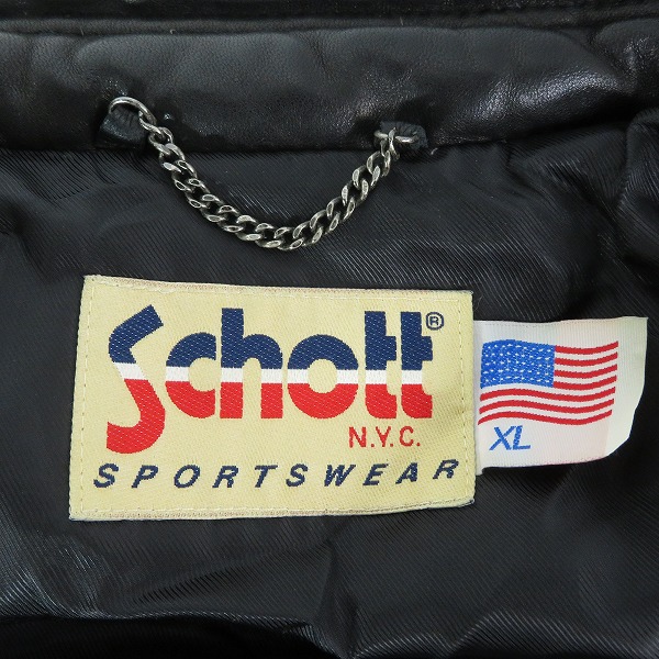 実際に弊社で買取させて頂いたSchott/ショット MOTORCYCLE DOWN JACKET レザー ダウンジャケット 3101034/XLの画像 2枚目