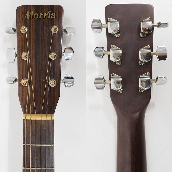 実際に弊社で買取させて頂いた★【難有り】Morris/モーリス MD-502 幌馬車ラベル アコースティックギター/アコギ ソフトケース付の画像 2枚目