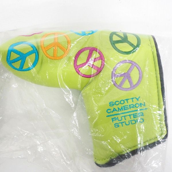 実際に弊社で買取させて頂いた【未開封】SCOTTY CAMERON/スコッティキャメロン Titleist PUTTER STUDIO ピースサイン グリーン パター用ヘッドカバーの画像 2枚目