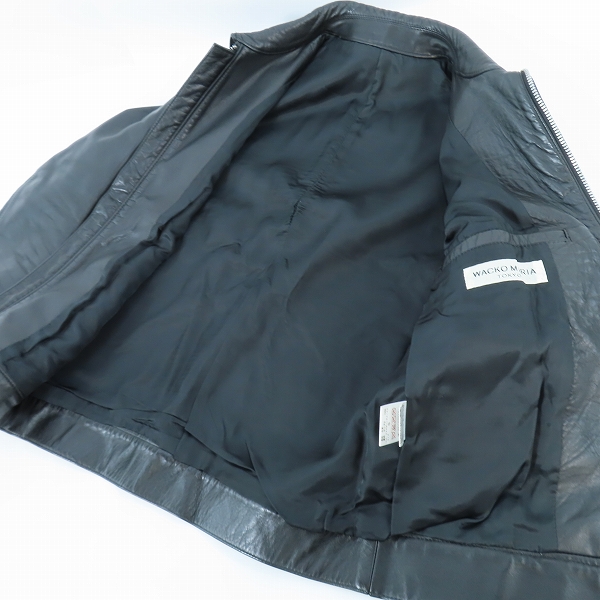 実際に弊社で買取させて頂いたWACKO MARIA/ワコマリア カウハイド シングルライダース レザージャケット/Sの画像 8枚目