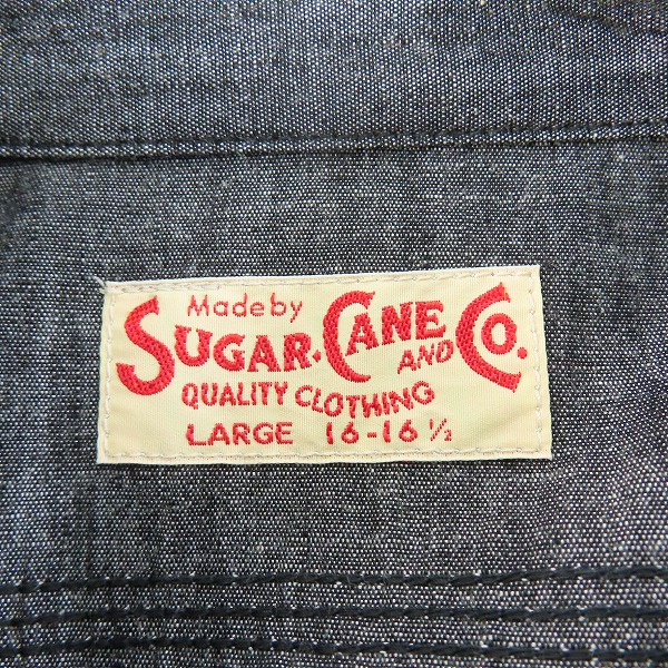 実際に弊社で買取させて頂いたSUGAR CANE/シュガーケーン BLACK CHAMBRAY WORK SHIRT SC29159 Lの画像 2枚目