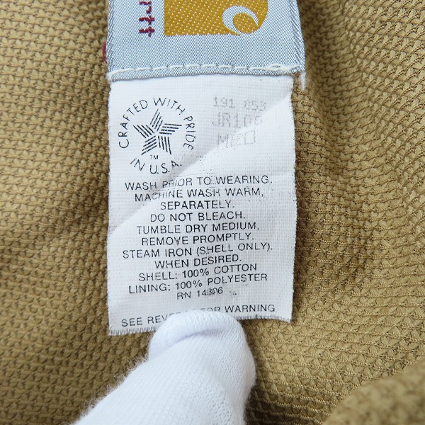 実際に弊社で買取させて頂いたCarhartt/カーハート アクティブジャケット USA製 ダック アクティブジャケット JR106 Mの画像 3枚目