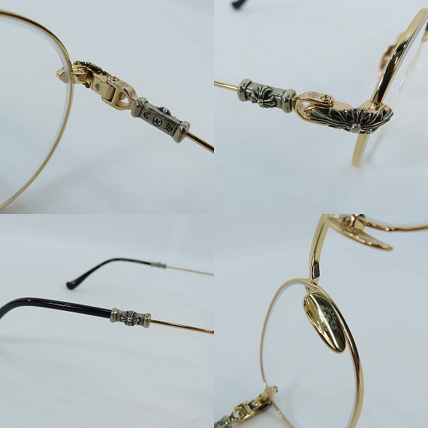 実際に弊社で買取させて頂いたCHROME HEARTS/クロムハーツ BUBBA-A メガネフレーム アイウェア ゴールドの画像 6枚目