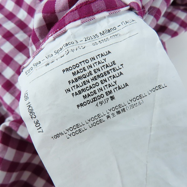 実際に弊社で買取させて頂いた【JPタグ】ETRO/エトロ BEN ETRO ESSERE ギンガムチェック柄シャツ 38の画像 3枚目