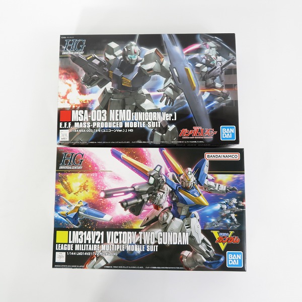 実際に弊社で買取させて頂いた【未組立】BANDAI/バンダイ HG 1/144 ネモ ユニコーンVer./V2ガンダム 2点セット/UC/V/ガンプラ