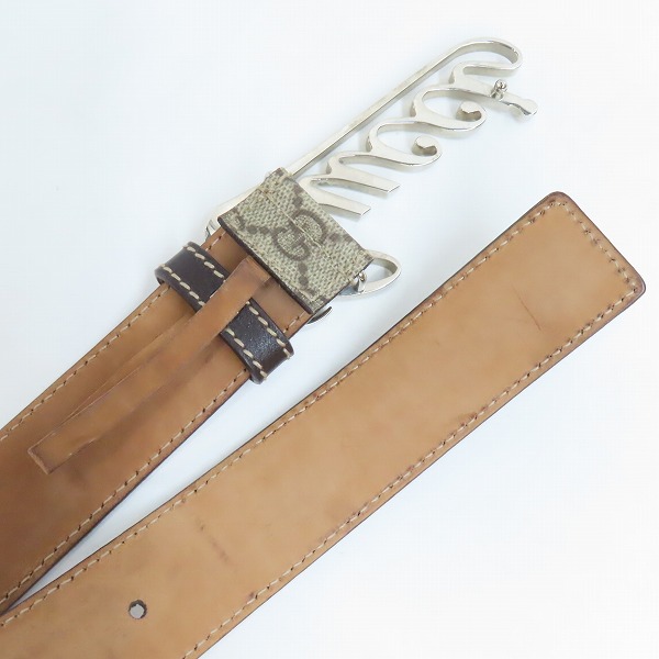 実際に弊社で買取させて頂いたGUCCI/グッチ GGスプリームキャンバス ロゴバックル レザーベルト 181830・497717の画像 2枚目