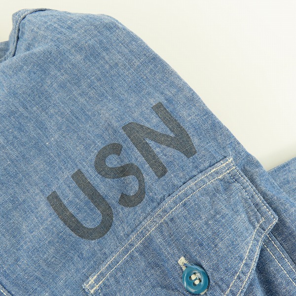 実際に弊社で買取させて頂いたTHE REAL McCOY'S/ザ リアルマッコイズ USN シャンブレーシャツ プリントシャツ 14の画像 8枚目