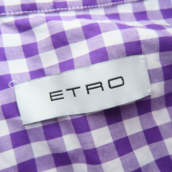 実際に弊社で買取させて頂いた【JPタグ】ETRO/エトロ ギンガムチェック柄 長袖シャツ パープル×ホワイト 38の画像 2枚目
