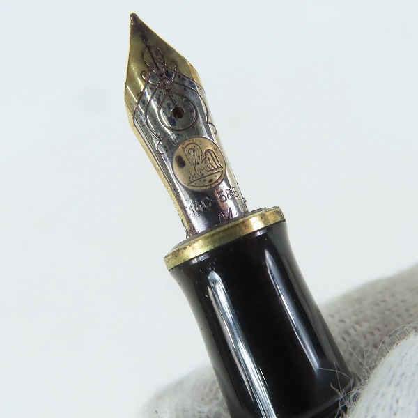 実際に弊社で買取させて頂いたPELIKAN/ペリカン スーべレーン グリーンストライプ キャップ式万年筆 ペン先14C-585の画像 8枚目