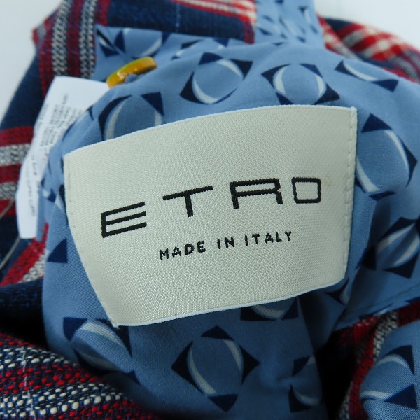 実際に弊社で買取させて頂いた【未使用】ETRO/エトロ 裏地総柄/チェック ジャケット 1G102-1259/56の画像 2枚目