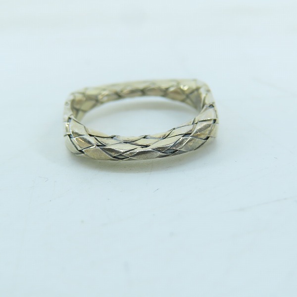 実際に弊社で買取させて頂いたBOTTEGA VENETA/ボッテガヴェネタ イントレチャート 4連 シルバーリング 11～12号の画像 4枚目