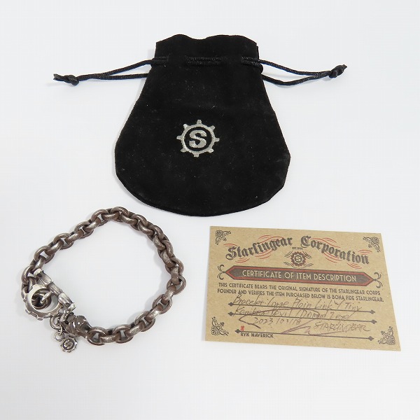 実際に弊社で買取させて頂いた【ギャラ付】STARLINGEAR/スターリンギア ラージプレーンリンク タイニーカービーブレスレット ダイヤモンド 0.02ctの画像 9枚目