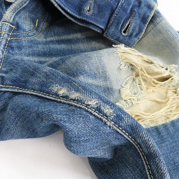 実際に弊社で買取させて頂いたHYSTERIC GLAMOUR/ヒステリックグラマー BR加工/ダメージ スタッズ ストレート デニムパンツ 0253AP15/W32 L32の画像 8枚目