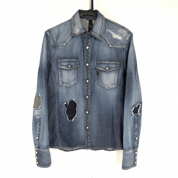 実際に弊社で買取させて頂いたwjk/ダブルジェーケー ダメージ/リペア加工 デニムシャツ/S