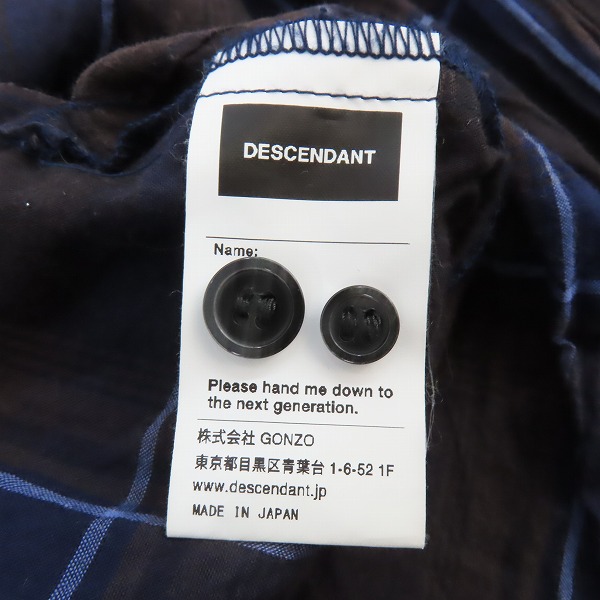 実際に弊社で買取させて頂いたDESCENDANT/ディセンダント チェック柄 長袖シャツ/2の画像 4枚目