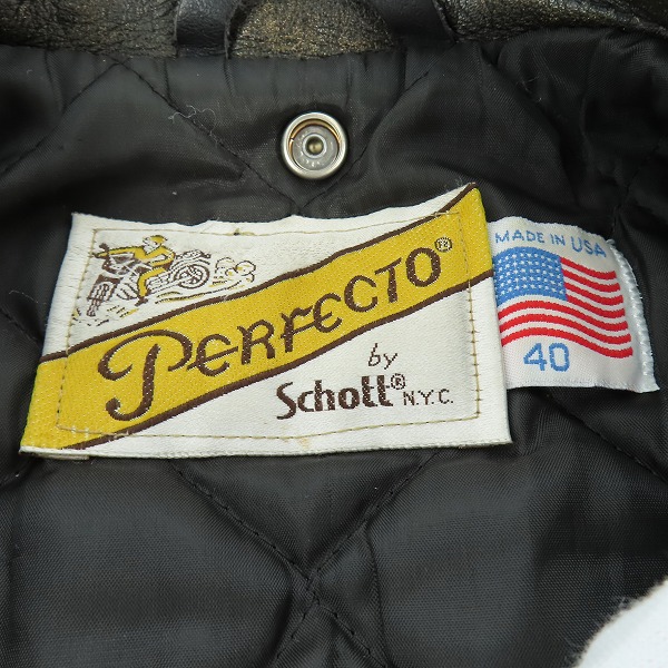 実際に弊社で買取させて頂いたPERFECTO by Schott/パーフェクト バイ ショット ダブルライダースジャケット/40の画像 2枚目