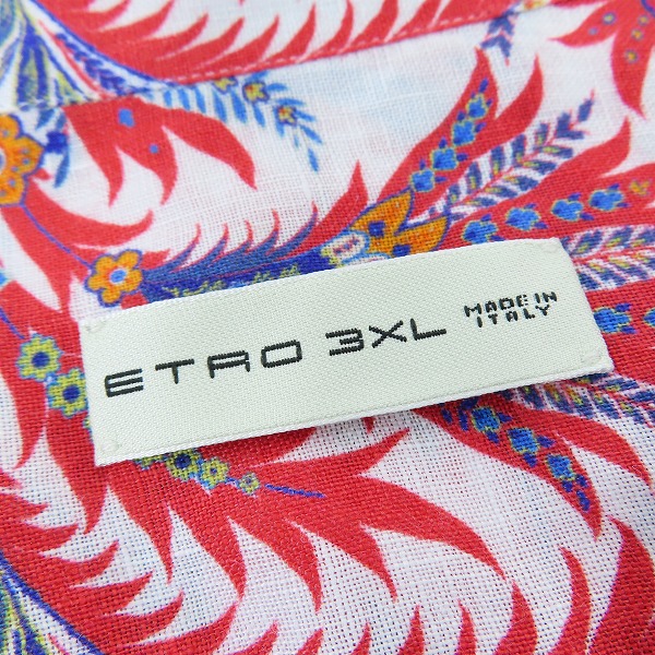 実際に弊社で買取させて頂いた【未使用】ETRO/エトロ リネンシャツ マルチカラー 花柄/半袖シャツ/3XLの画像 2枚目