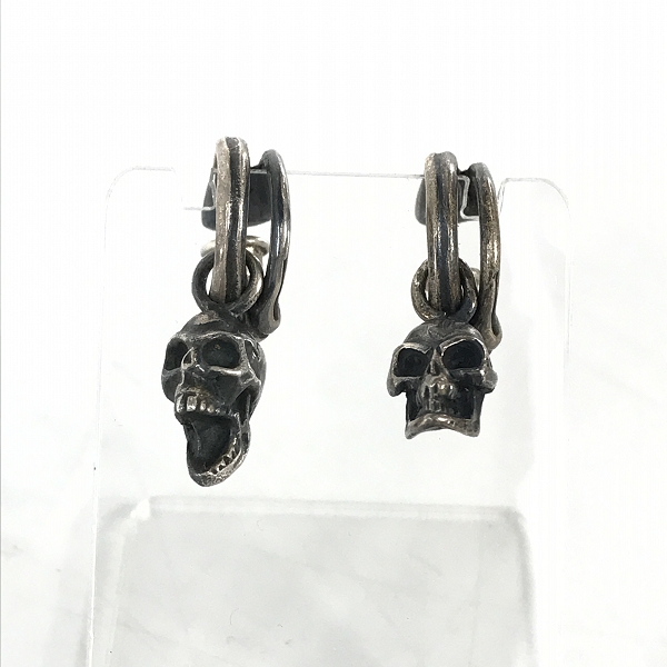 実際に弊社で買取させて頂いたNECROMANCE/ネクロマンス ボーンフープ スクリーミングスカル ピアス 両耳用の画像 1枚目