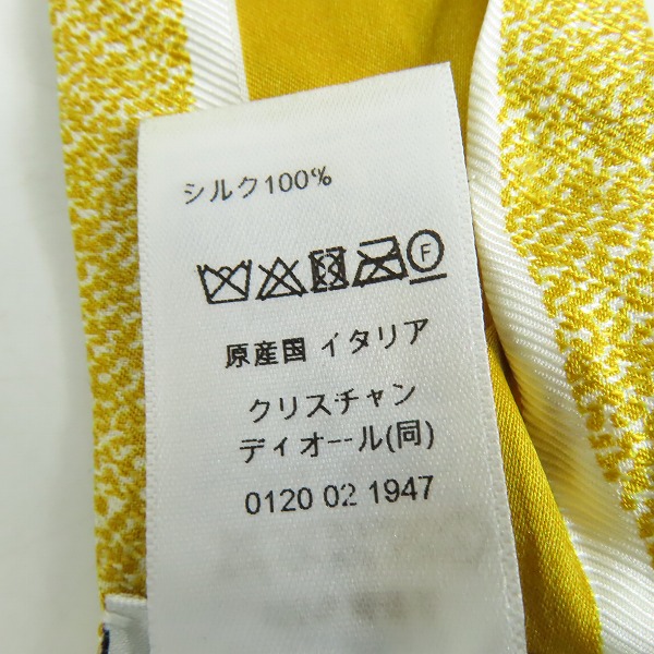 実際に弊社で買取させて頂いたDior/ディオール ミッツァ シルクツイル バンドースカーフ 花柄 フラワー イエロー 41FAW106I626 の画像 5枚目