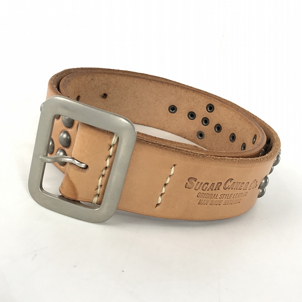 実際に弊社で買取させて頂いたSUGAR CANE/シュガーケーン スタッズ レザーベルト キャメル系/34