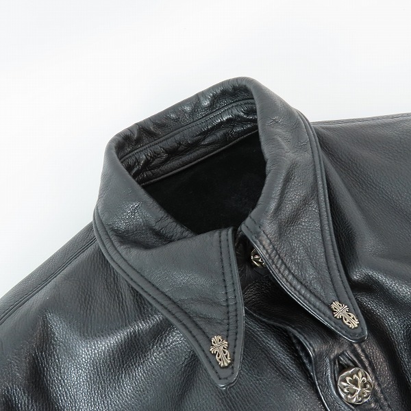 実際に弊社で買取させて頂いた【カスタム】A＆G/エーアンドジー クロスパッチ シルバークロス レザージャケット/Mの画像 3枚目