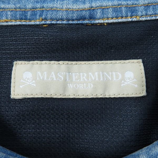 実際に弊社で買取させて頂いたMASTERMIND WORLD/マスターマインド ワールド ロゴ/スカル刺繍 オーバーサイズ デニムシャツ/ジャケット MW21S06-SH001-002/Mの画像 2枚目
