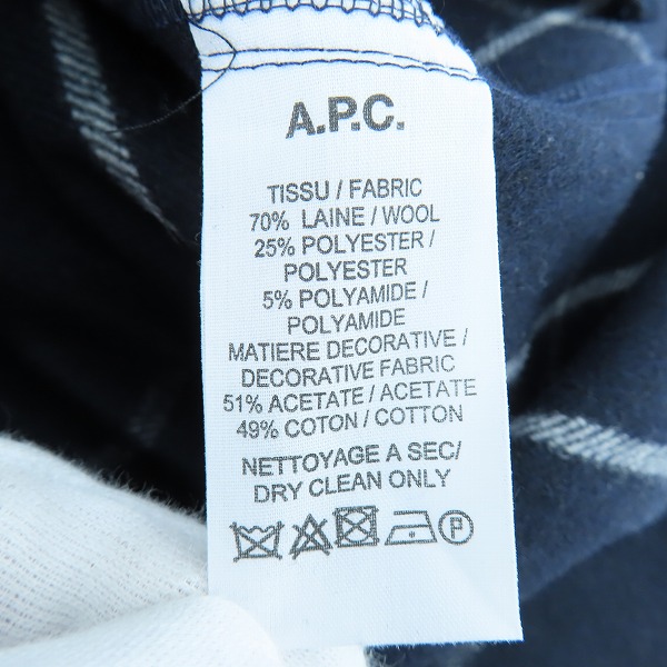 実際に弊社で買取させて頂いたA.P.C./アーペーセー ヘビーウェイト チェックシャツ Sの画像 3枚目