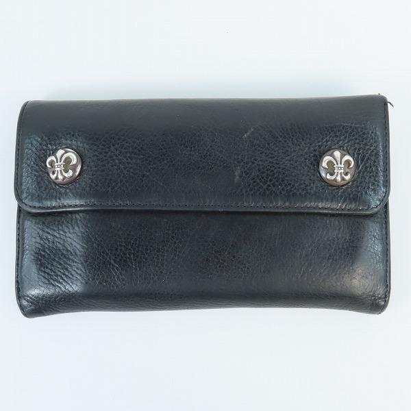 実際に弊社で買取させて頂いたCHROME HEARTS/クロムハーツ WAVE/ウェーブ ウォレット BSフレアボタン